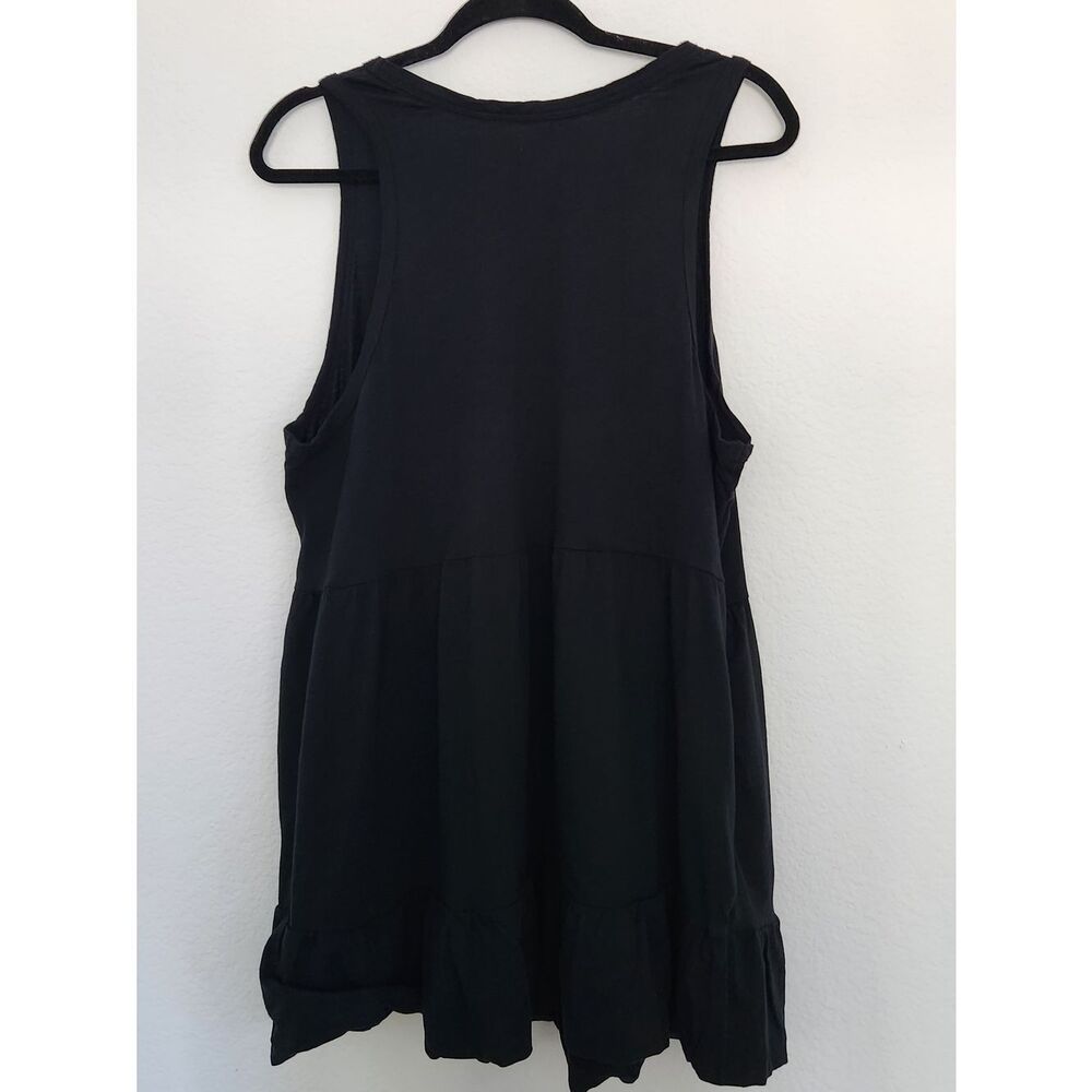 GAP Womens Black Sleeveless Swing Mini Dress Rufflr Trim Pockets Size XL - Picture 6 of 6